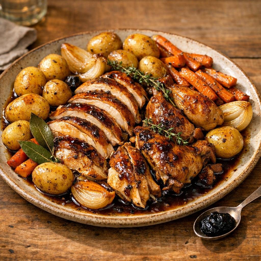 Jus de poulet à l'ail noir