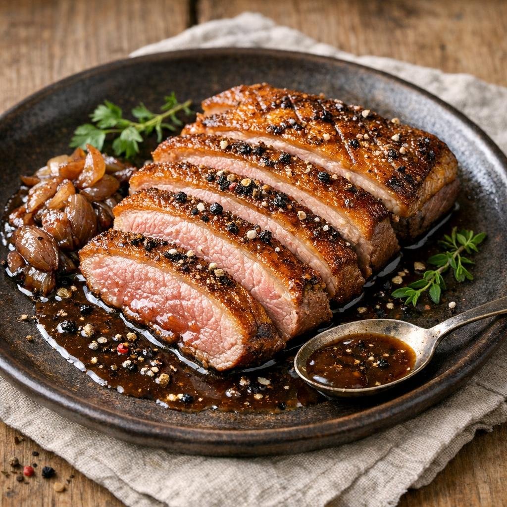 magret poêlé au poivre