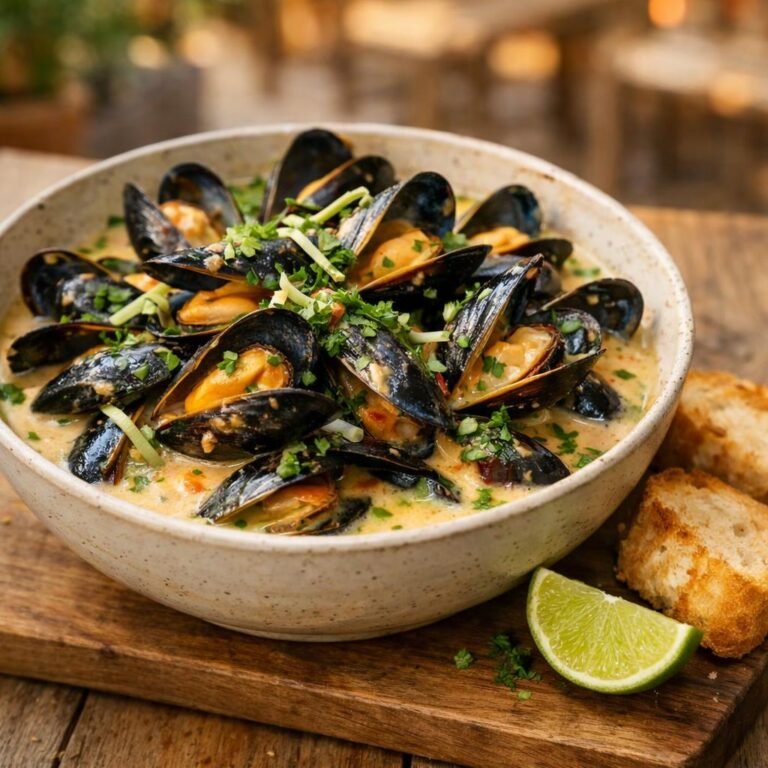 Moules à la crème de coco