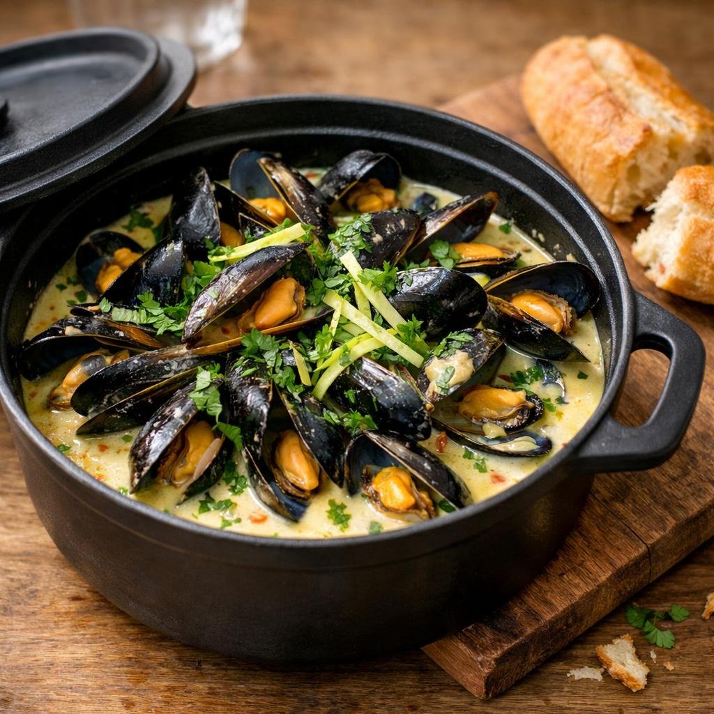 Moules coco curry citronnelle