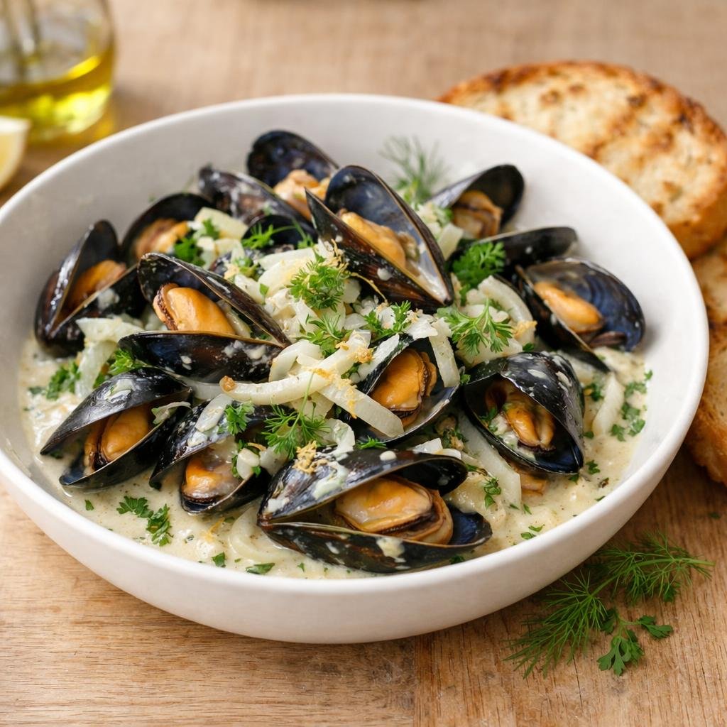 Moules crème fenouil