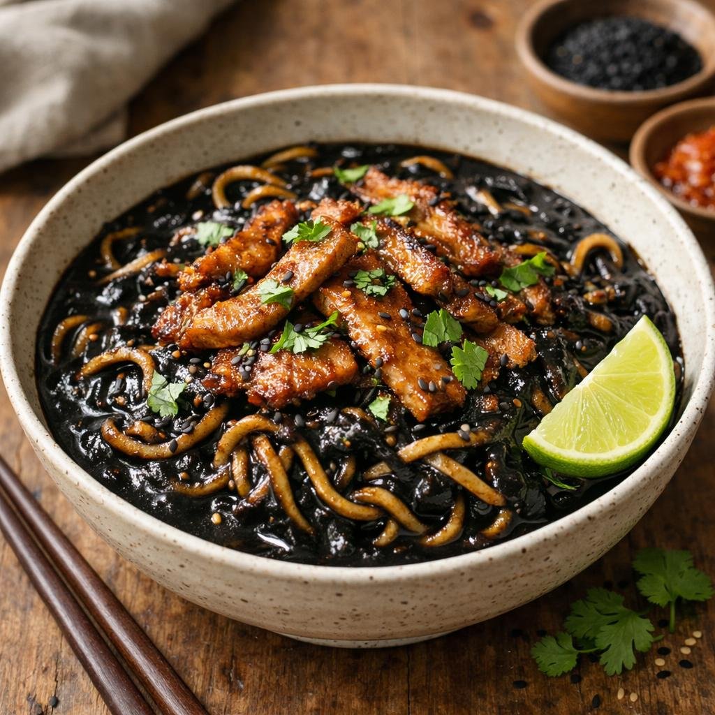 Nouilles au curry noir