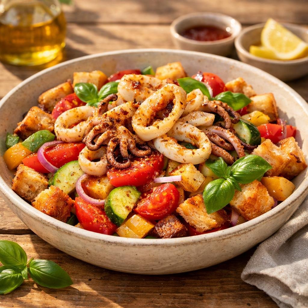 Panzanella calamars