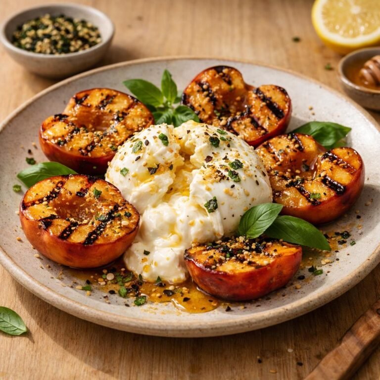 Pêches grillées burrata