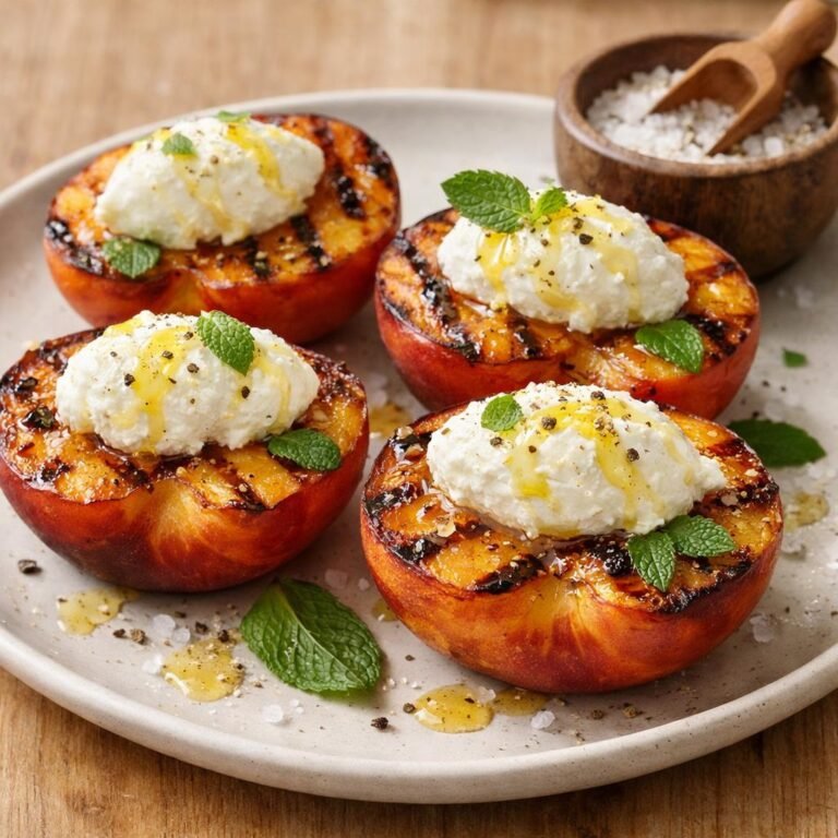 Pêches grillées ricotta