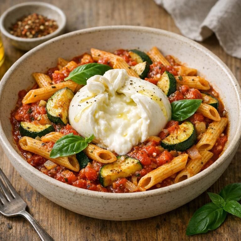 Penne courgettes burrata