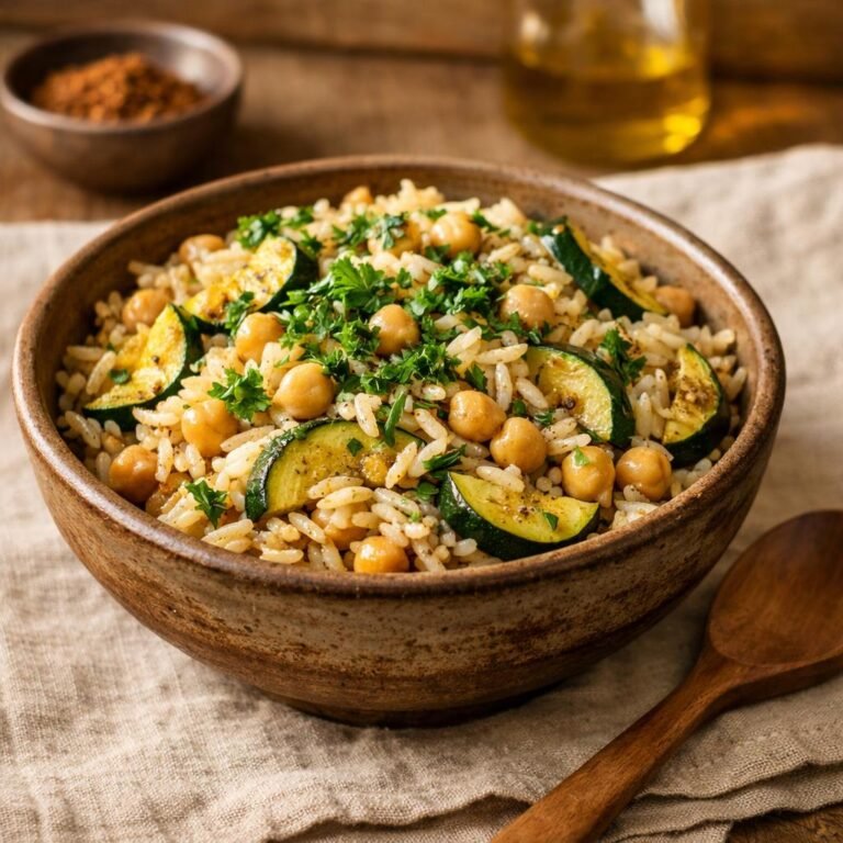 Pilaf courgettes pois chiches