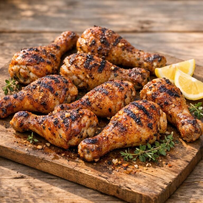 Pilons de poulet fumés Feu de Bois au four et barbecue avec Feu de Bois