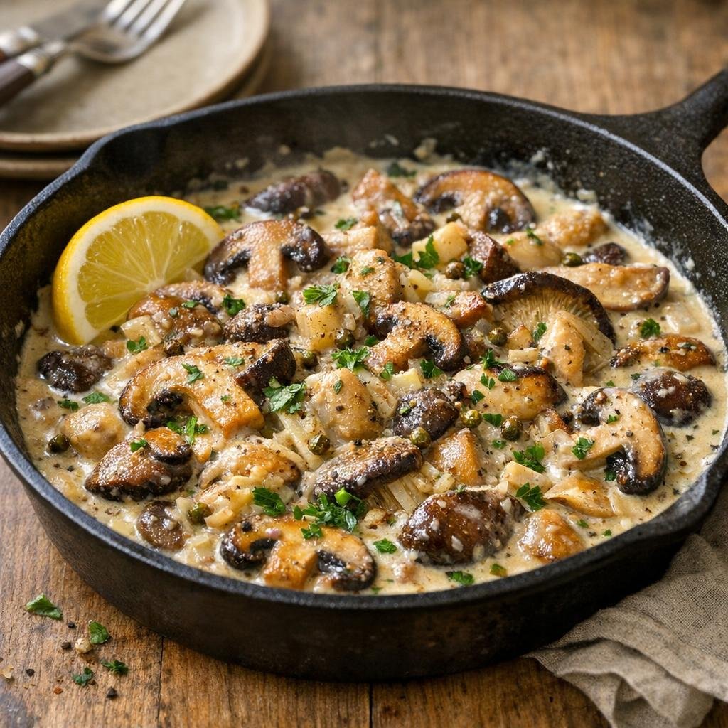 poêlée champignons poivre vert