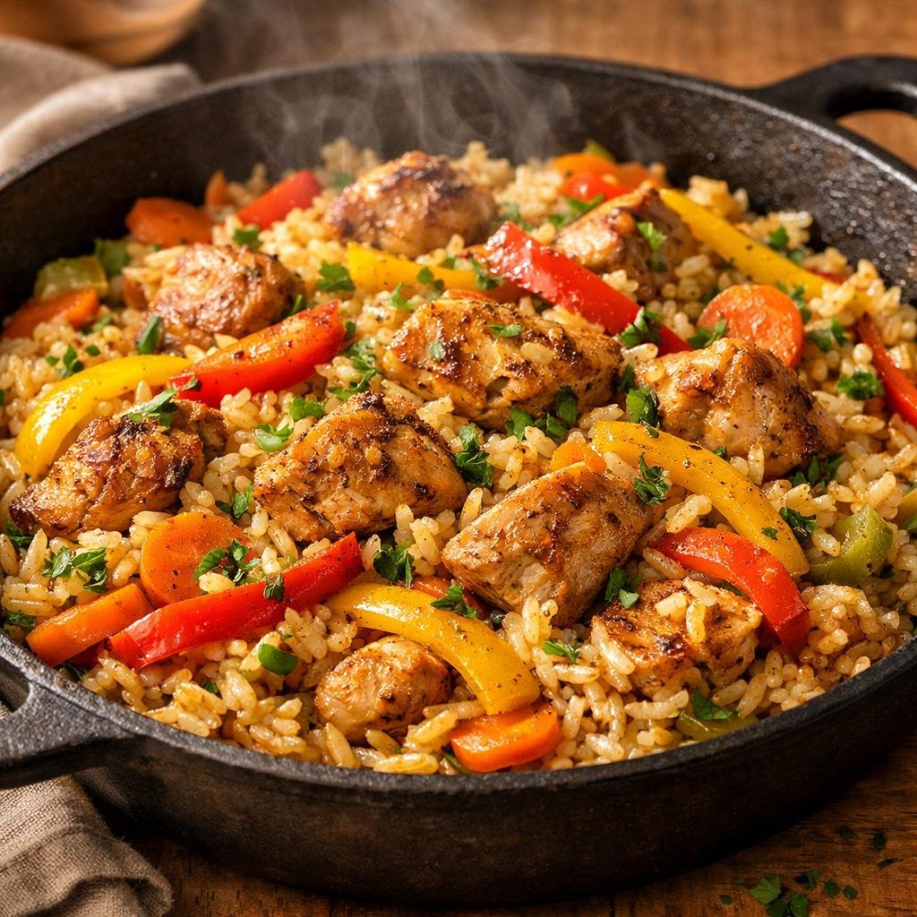 Poêlée de riz au poulet