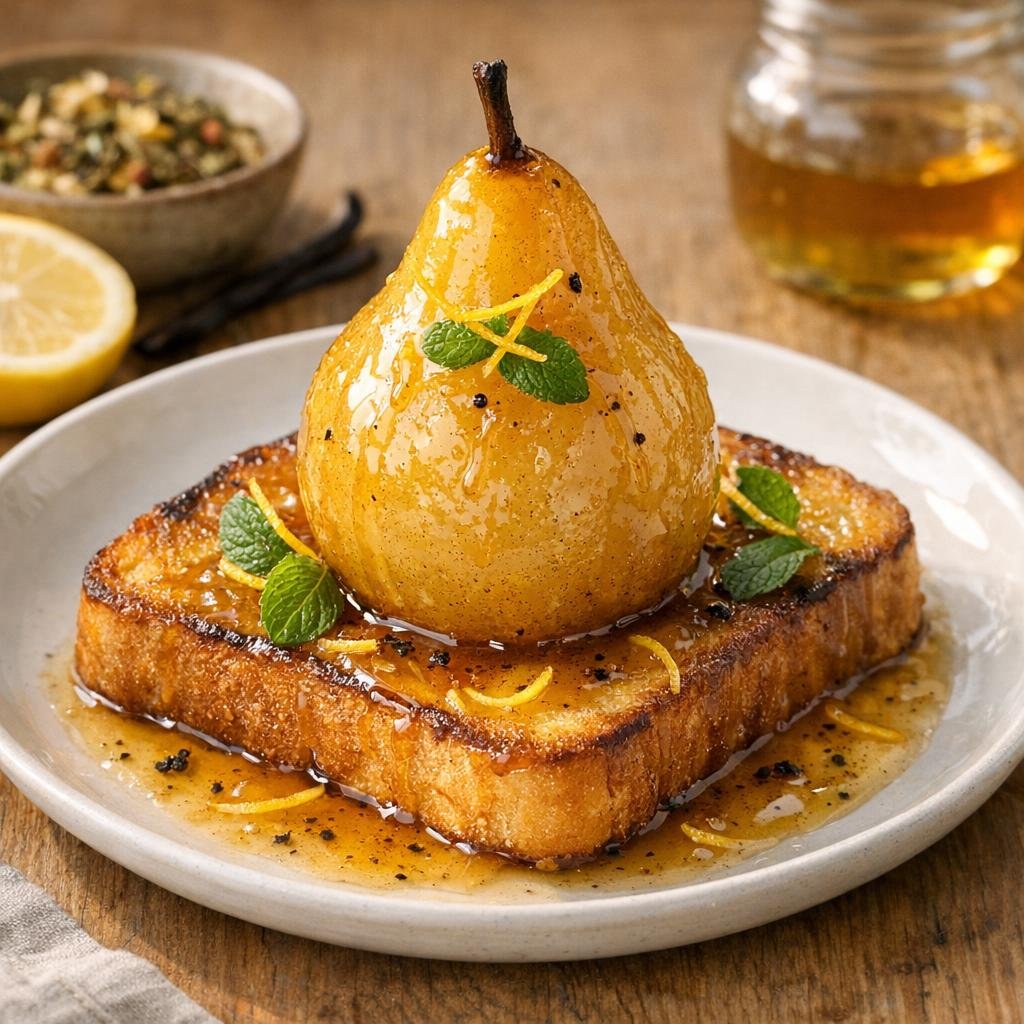 Poires pochées infusion
