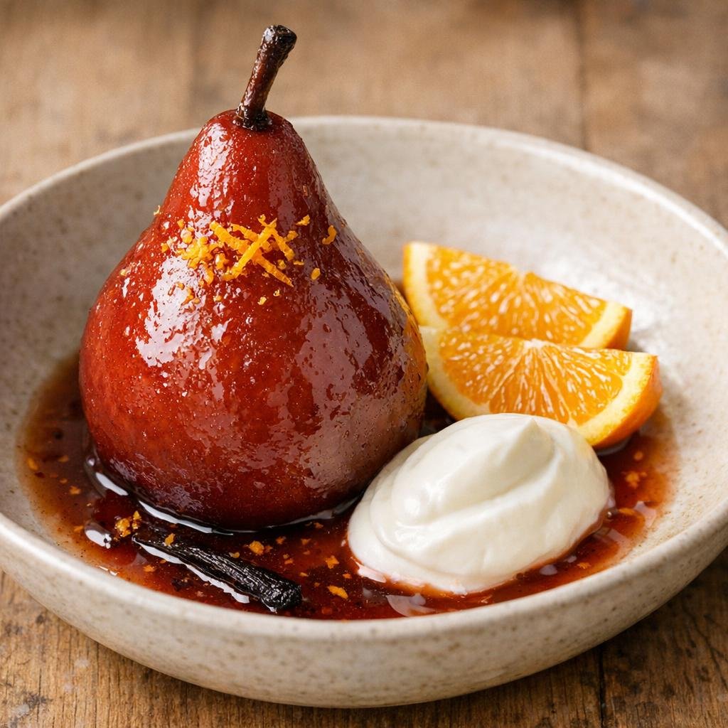 poires pochées sangria