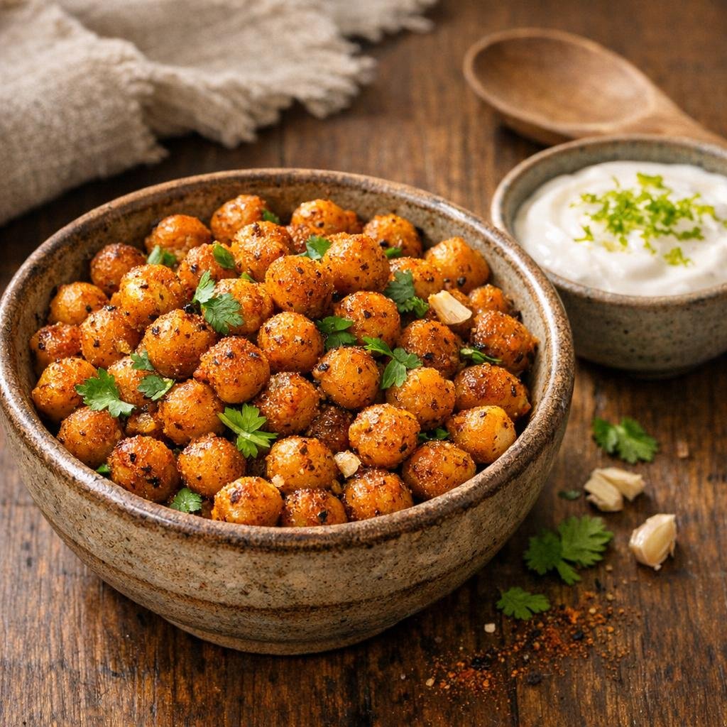 Pois chiches épicés rôtis au Piment Rechi et yaourt avec Piment Rechi en poudre