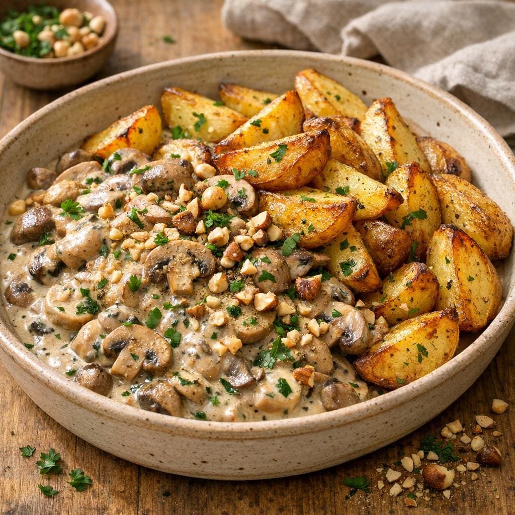 Pommes de terre rôties & champignons à l'estragon gourmand avec Assemblage Aromatique - Estragon Gourmand