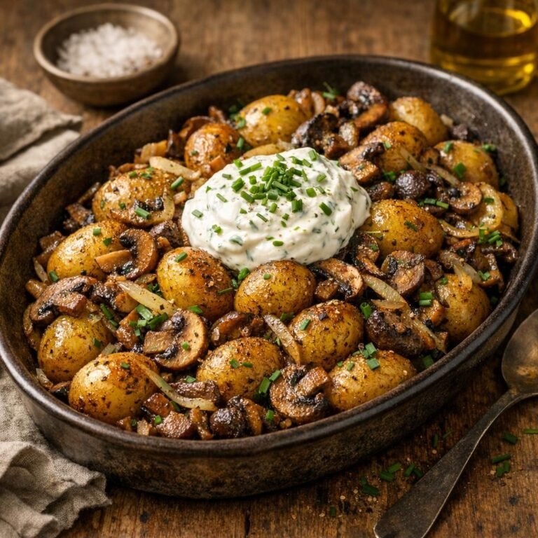 Pommes de terre rôties montagnardes et champignons avec Assemblage Montagnard