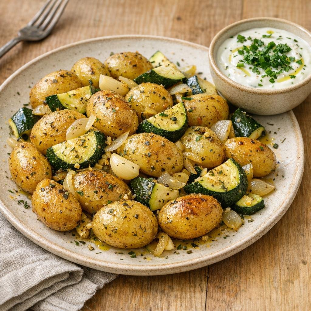 Pommes de terre rôties thym citronné et courgettes avec Thym Citronné