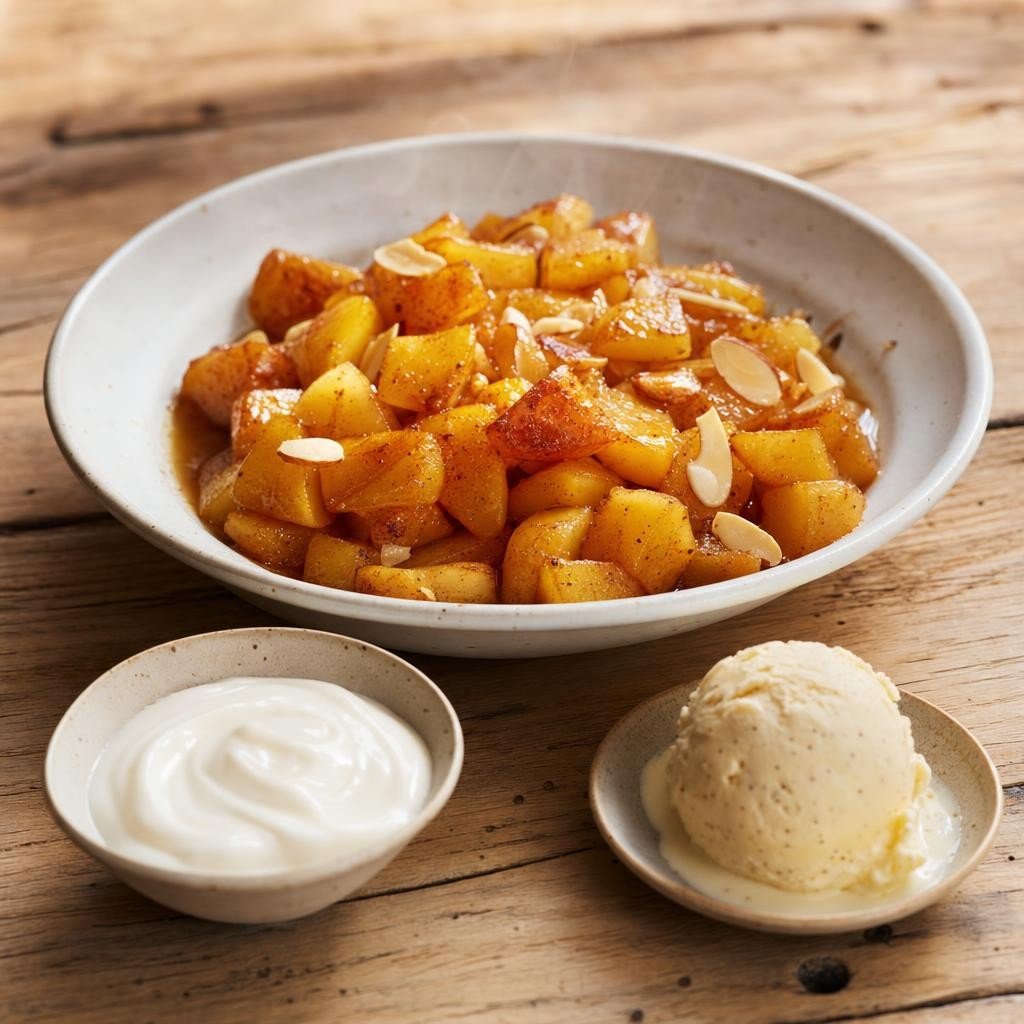 Pommes rôties au Sucre Enchanté, yaourt ou glace vanille avec Sucre Enchanté