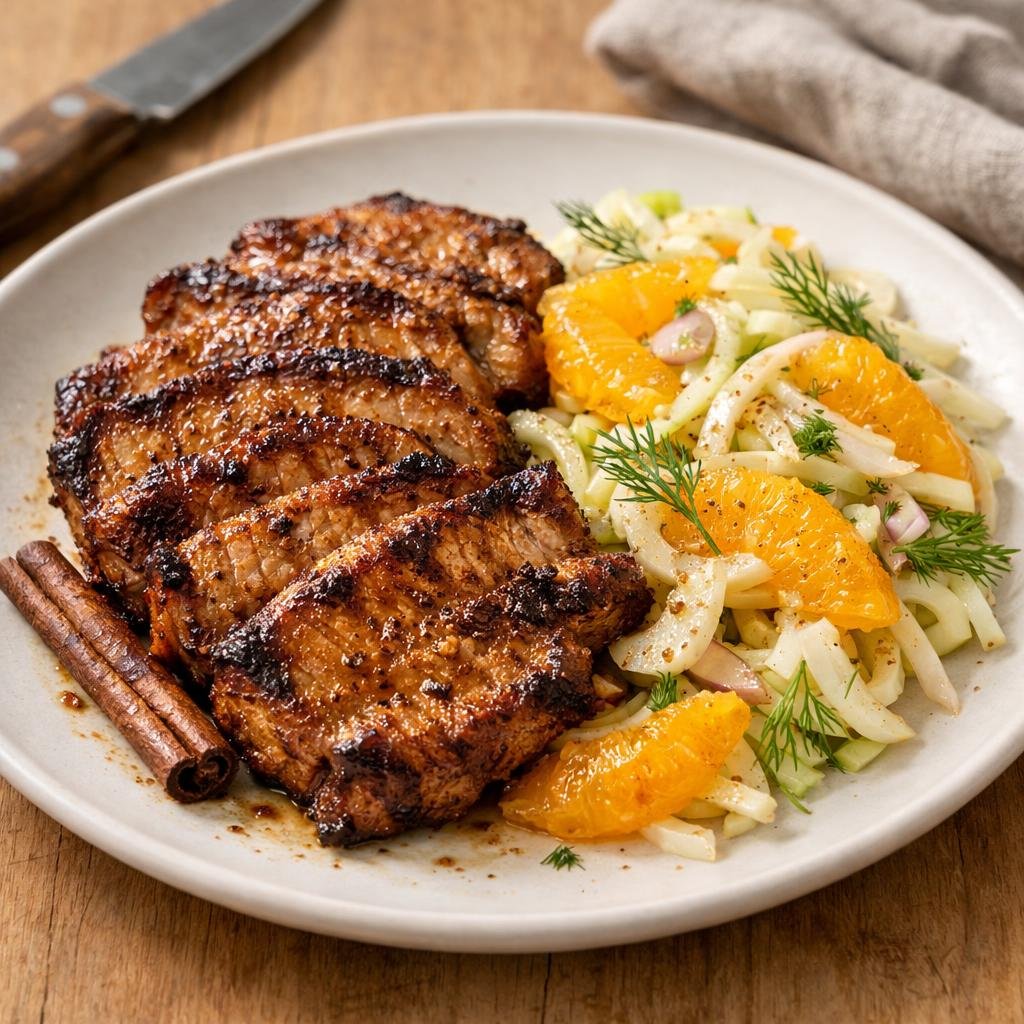 Porc grillé cannelle‑cumin
