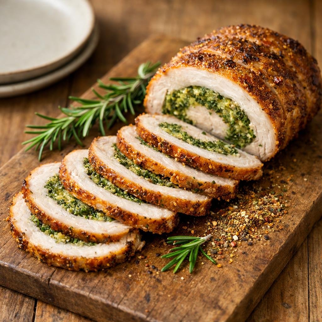 Porchetta roulée au romarin