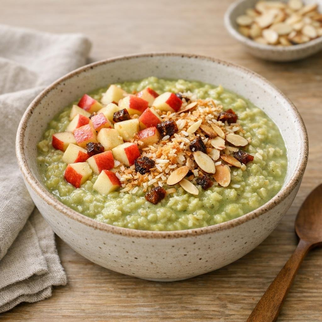 Porridge au Matcha Summer Breeze, pomme coco et amande avec Matcha Summer Breeze