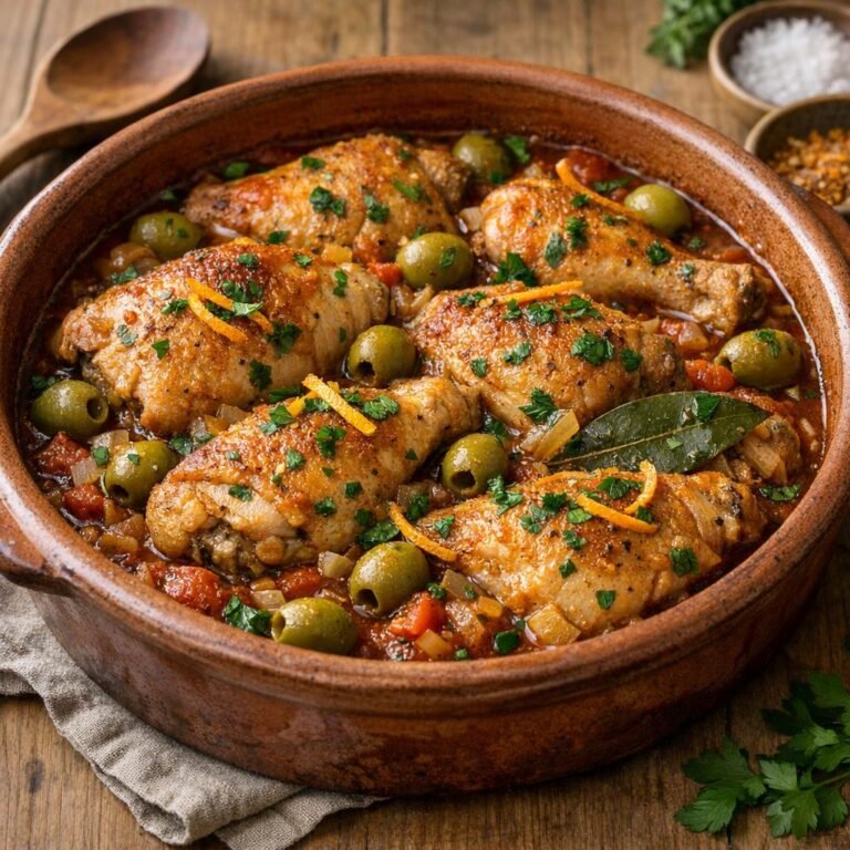 poulet mijoté aux olives