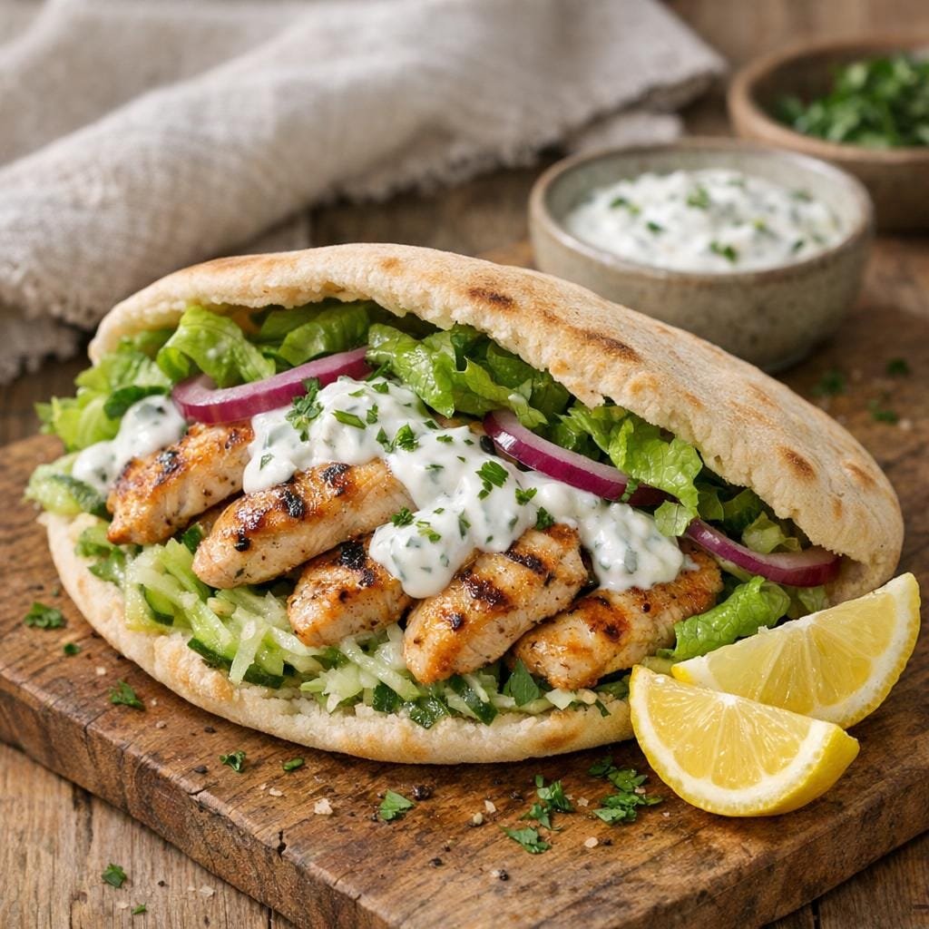 poulet pita tzatziki