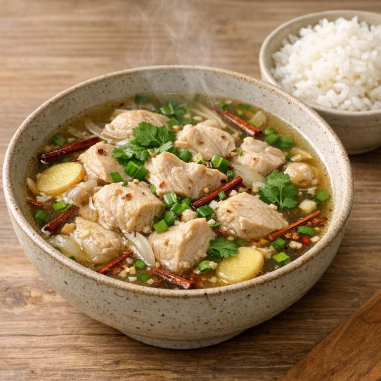 Poulet poché au bouillon de citronnelle rouge séchée avec Citronnelle rouge séchée