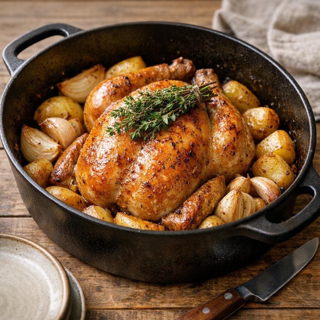 poulet rôti en cocotte