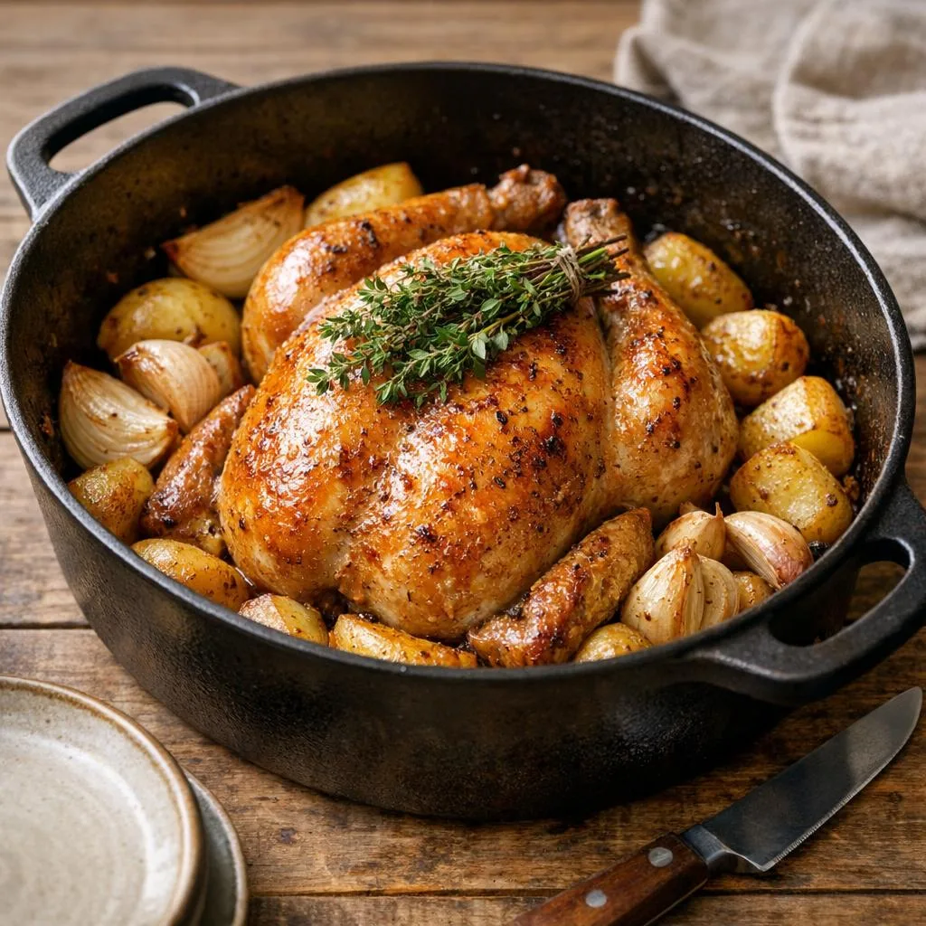 poulet rôti en cocotte