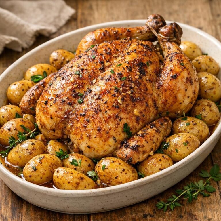 Poulet rôti épicé aux pommes de terre fondantes avec Présentoir couleur - Recette du mois
