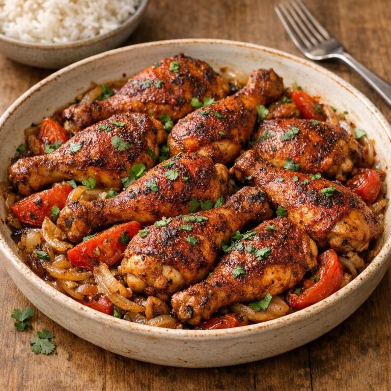 Poulet Rouge des Indes au four rôti, oignons et tomates avec Rouge des indes
