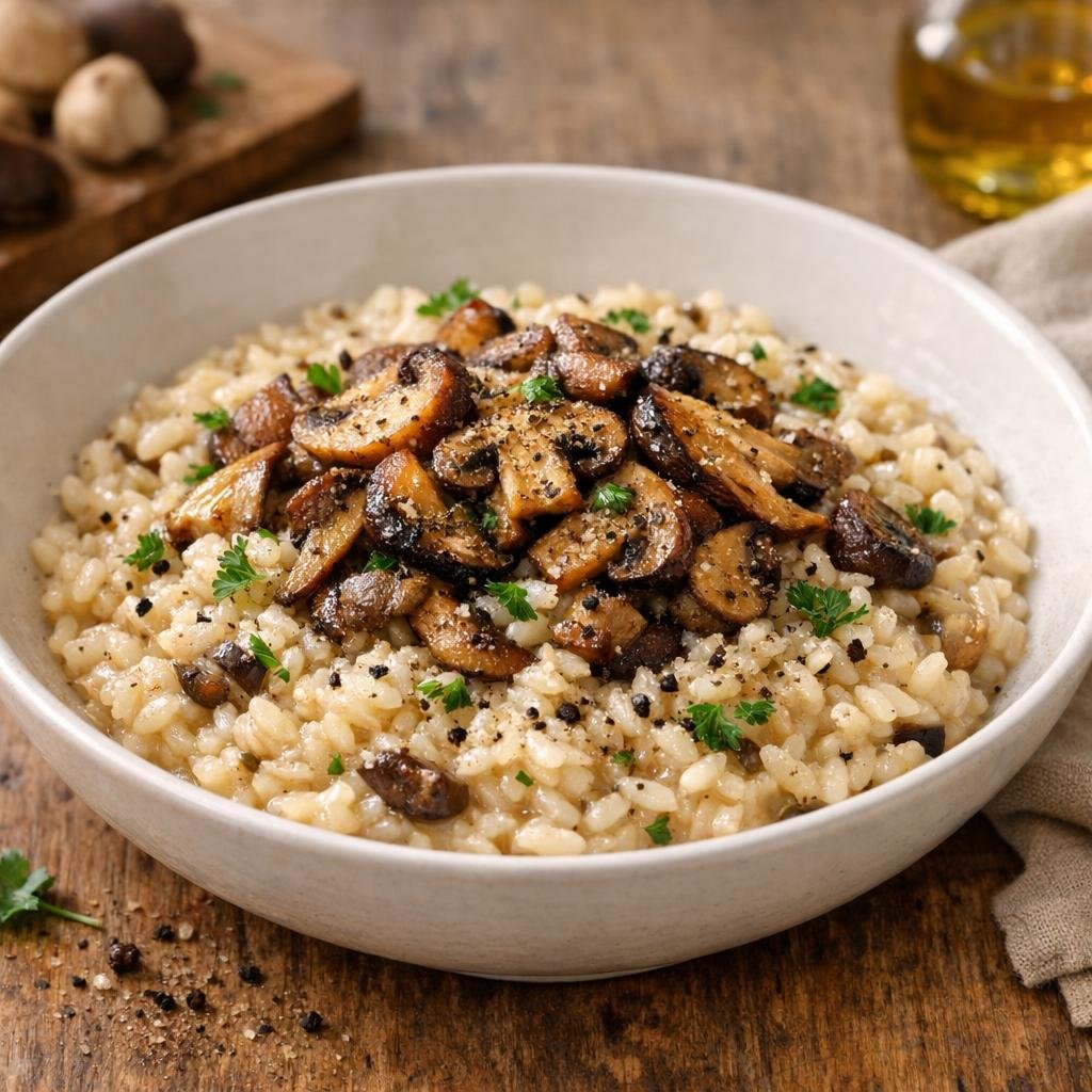 Risotto aux champignons et Poivre Tellichery BIO avec Poivre Noir Tellichery - BIO