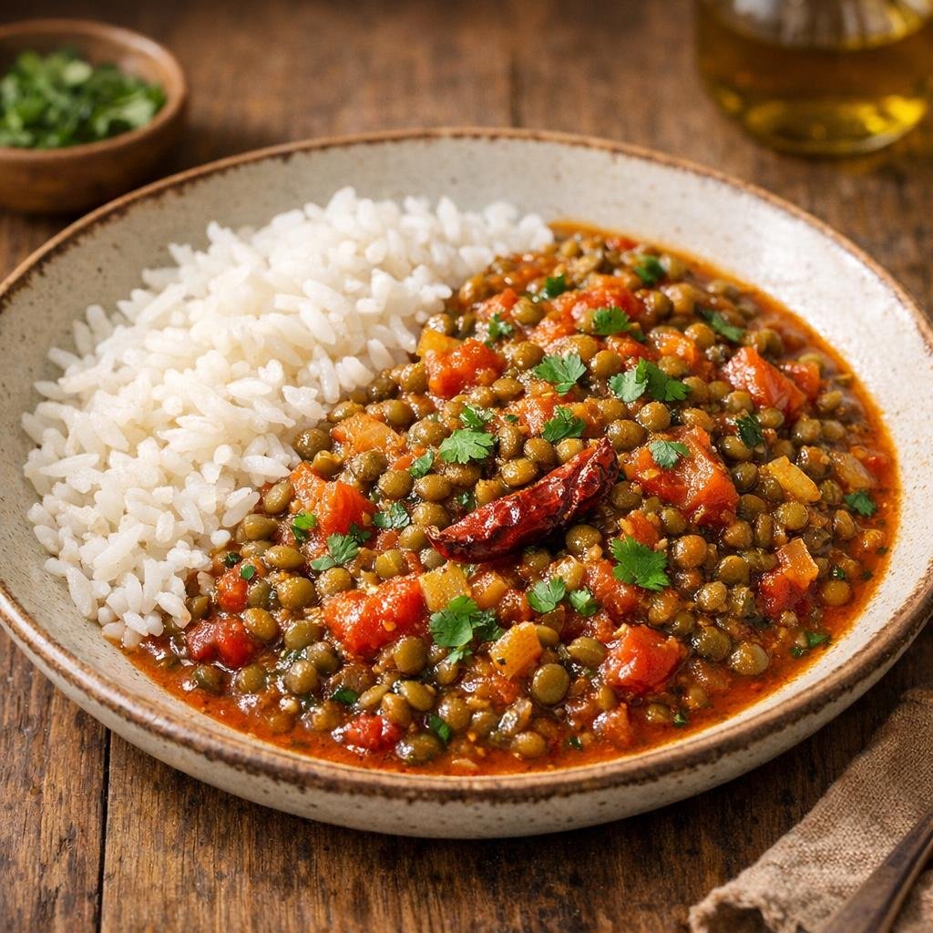 Rougail de lentilles au piment végétarien de Madagascar avec Piment Végétarien Séché de Madagascar