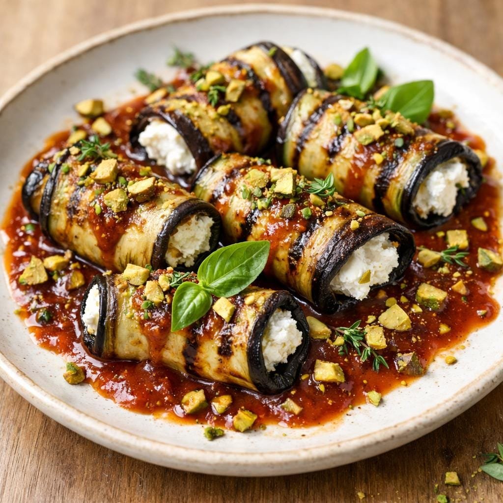 Rouleaux d'aubergine grillée