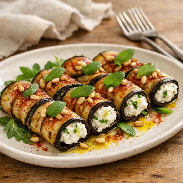 Roulés d'aubergine grillée