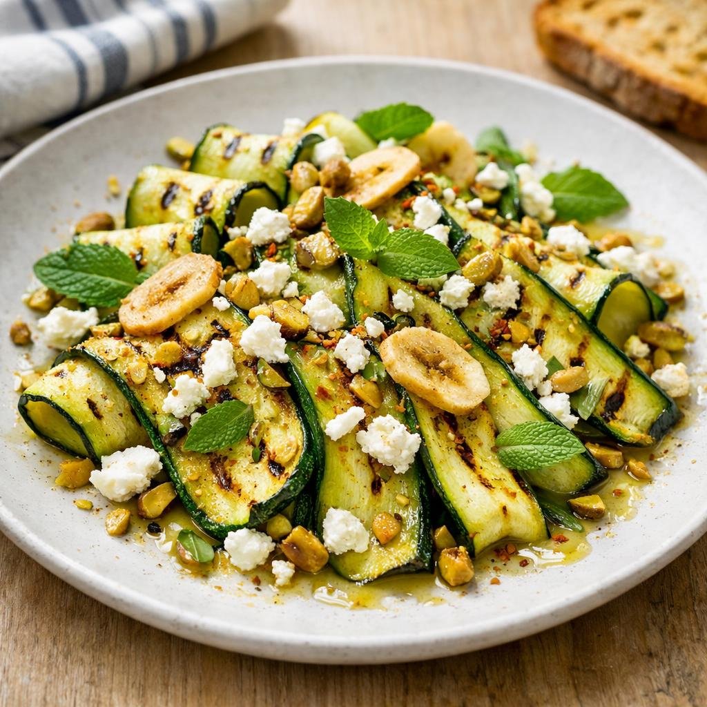 rubans de courgettes grillées
