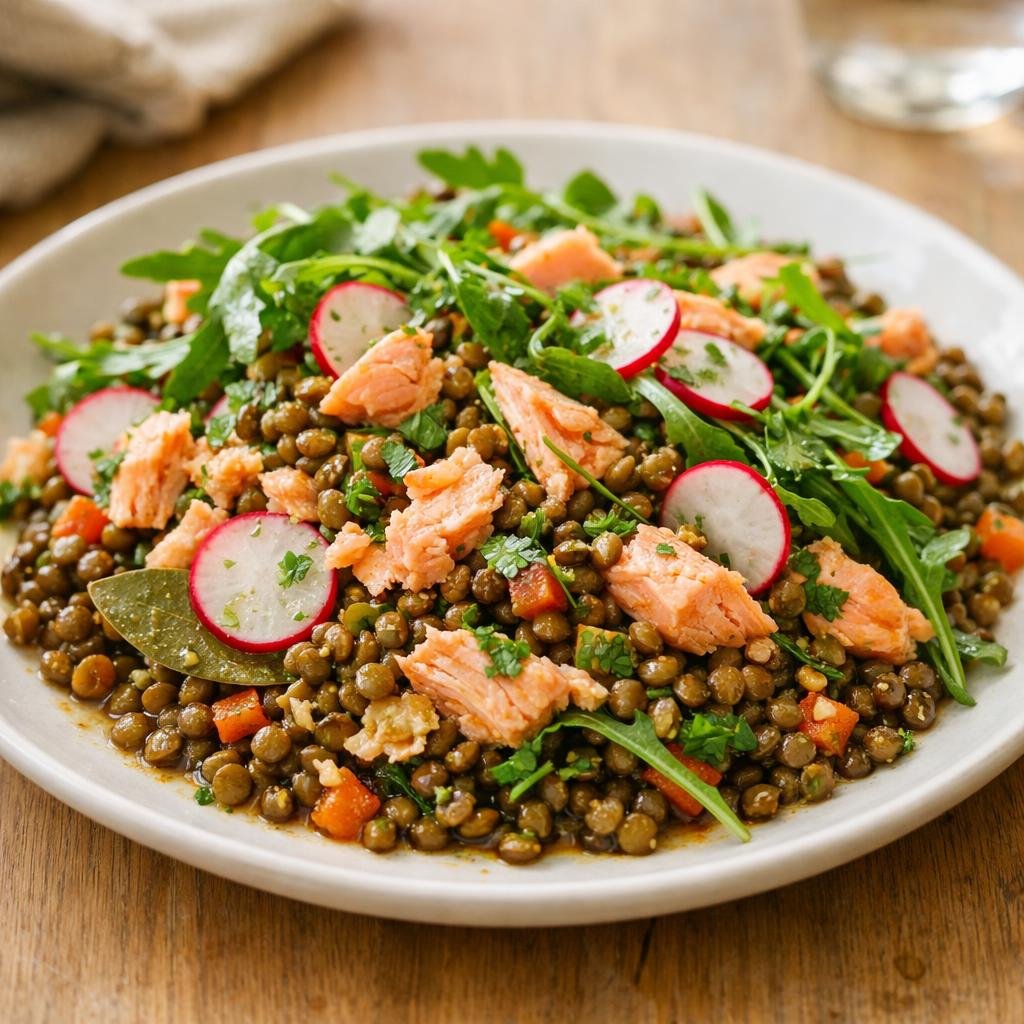 Salade lentilles saumon