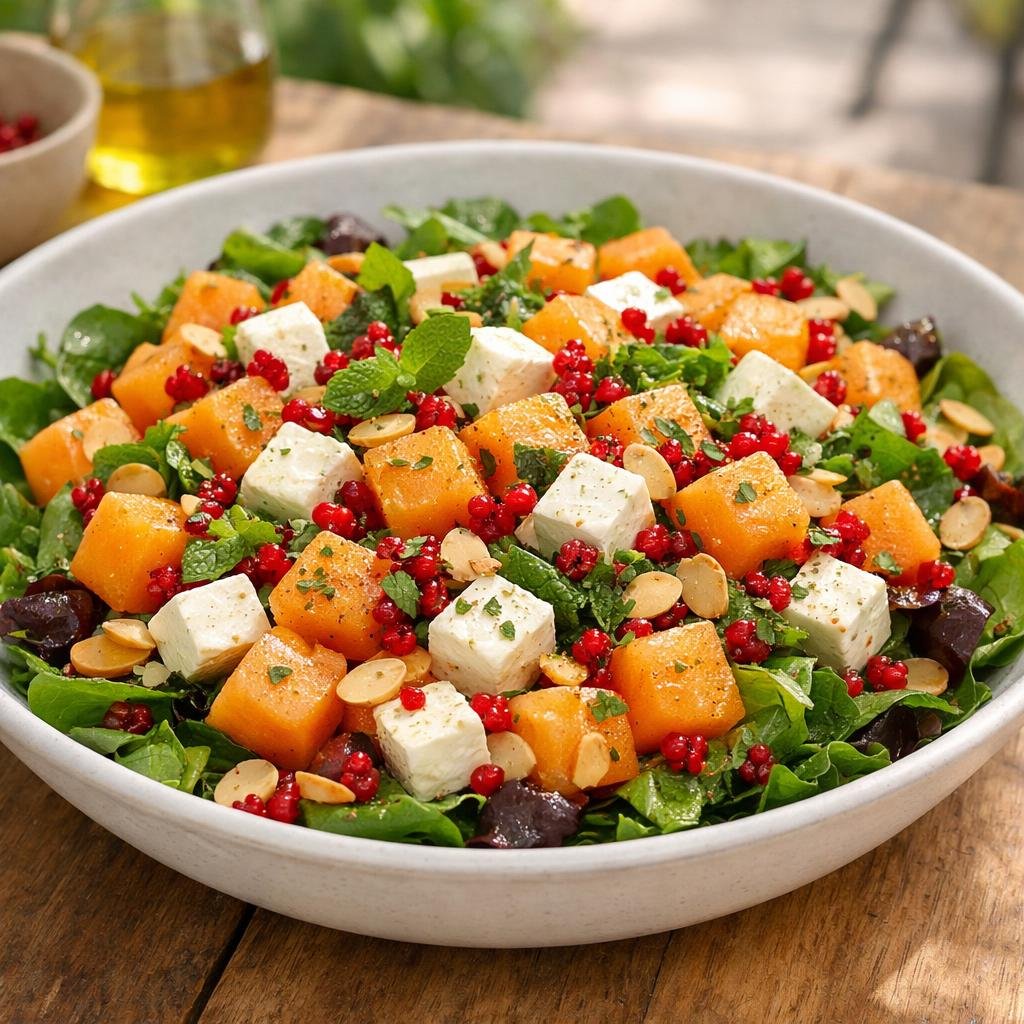 Salade melon feta groseille