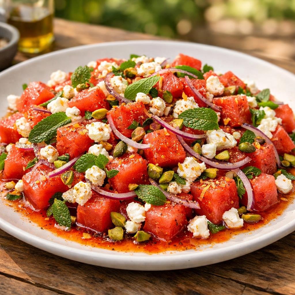 Salade pastèque feta menthe