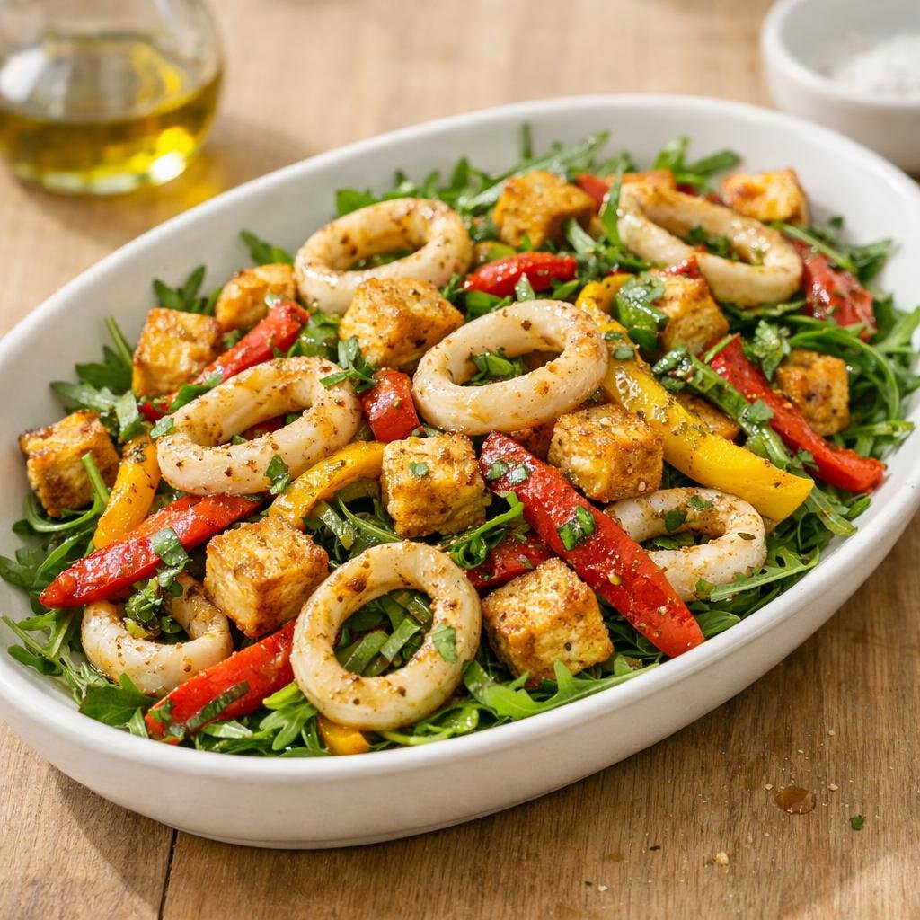 Salade tiède calamars grillés