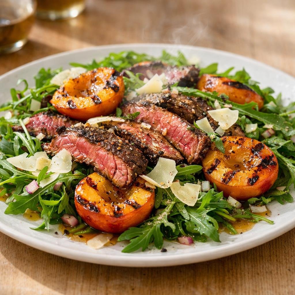 salade tiède bavette pêches