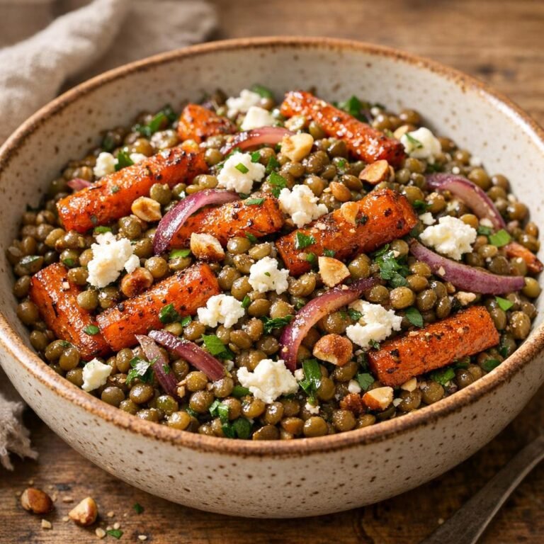 Salade tiède de lentilles