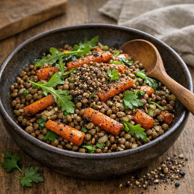 Salade tiède de lentilles