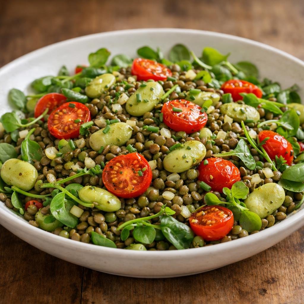 Salade tiède de lentilles