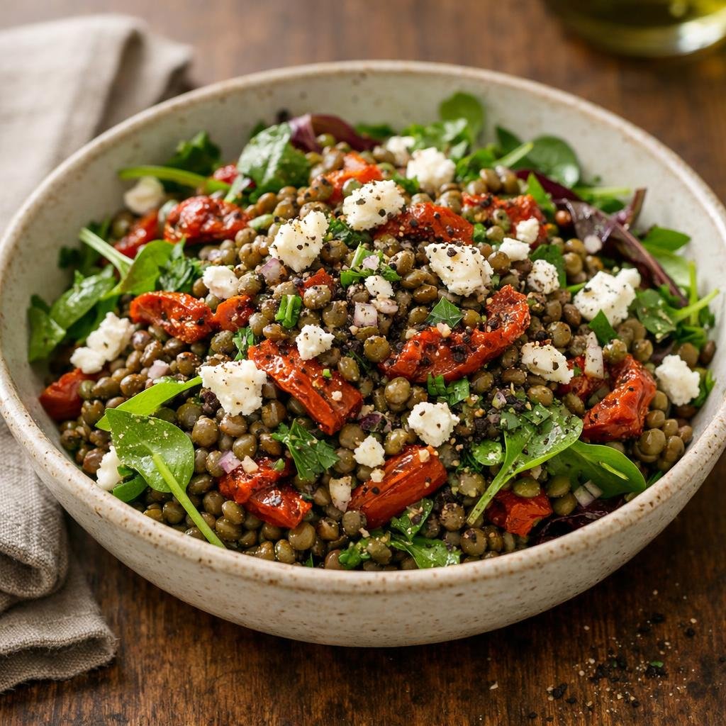 Salade tiède de lentilles