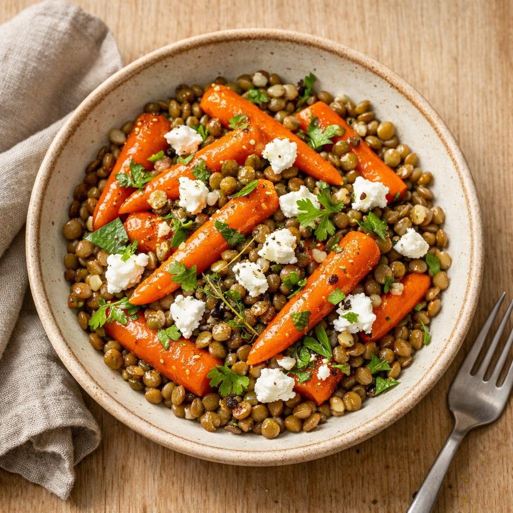Salade tiède lentilles cerfeuil