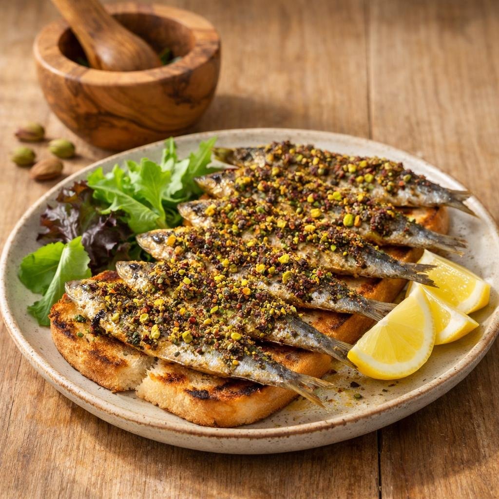 Sardines croûte pistache