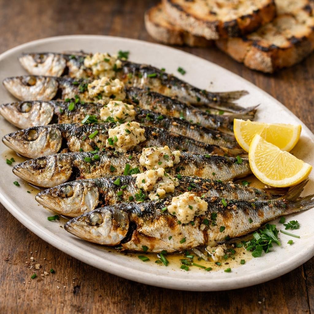 Sardines grillées au beurre