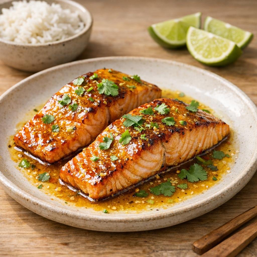 saumon laqué au curry