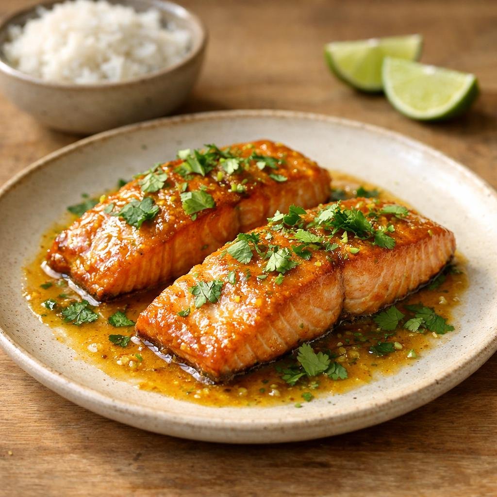 saumon laqué au curry